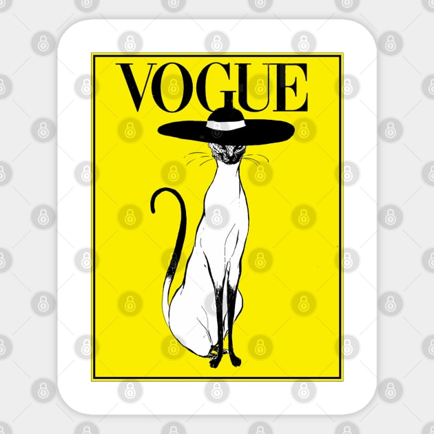 Vogue Fashion Cat Abstract Print Sticker by posterbobs